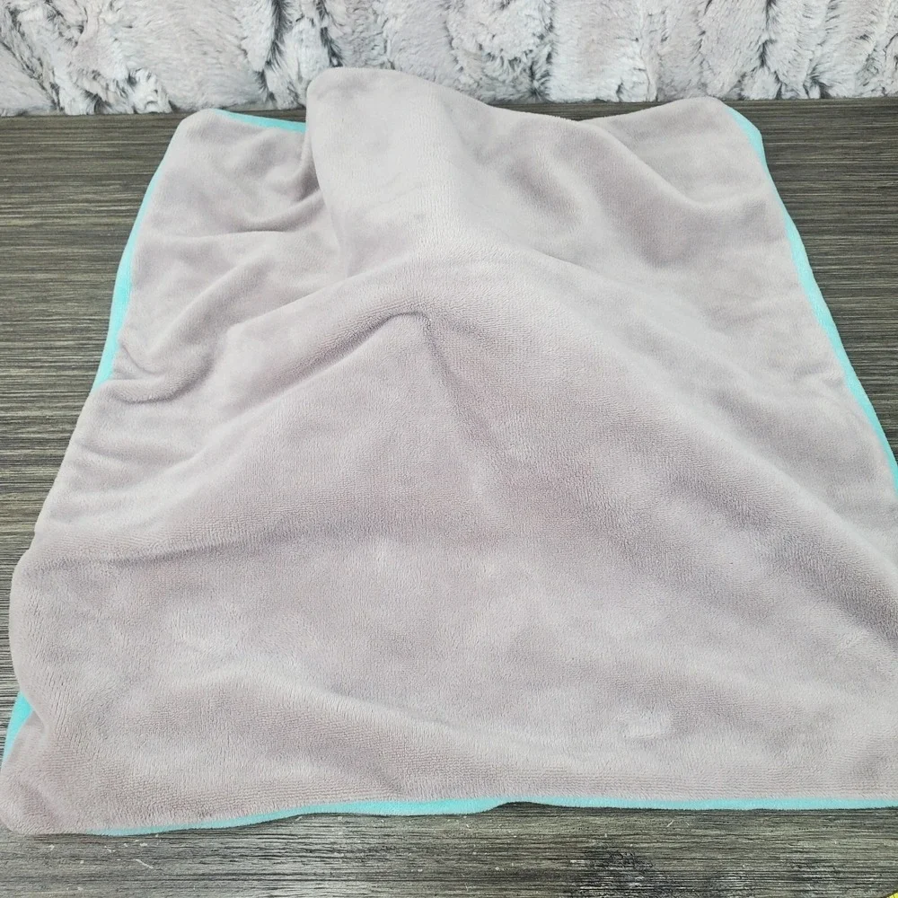 Gray And Turquoise Blue Elephant Baby Lovey Velour Security Comfort Blanket 14